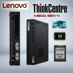 Lenovo ThinkCentre M80q Gen 4 Tiny PC With Intel® Core™ i3-13100T, 8GB DDR5 RAM, 256GB PCIe 4.0 SSD, UHD Graphics, USB-C With DP, HDMI 2.1, DisplayPort, No OS , Lenovo Essential Wired Keyboard & Mouse | BLACK