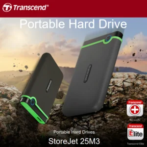 Transcend StoreJet 2TB Rugged Anti-Shock USB 3.1 Gen 1 Portable Hard Drive With One-Touch Backup, MIL-STD Drop Protection, Transcend Elite & RecoveRx | TS2TSJ25M3S Iron Grey