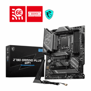 MSI Z790 Gaming Plus WiFi Motherboard, ATX – Supports Intel 14th/ 13th/ 12th Gen Core Processors, LGA 1700 – DDR5 Memory Boost 7200+MHz/OC, 1 x PCIe 5.0 x16, 4 x M.2 Gen4, 2.5G LAN, Wi-Fi 6E – 1 Year Warranty