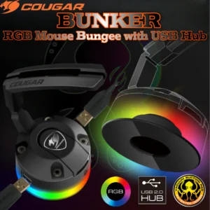 COUGAR BUNKER RGB Mouse Bungee With 14 RGB Lighting Effects, Dual USB 2.0 Hub With Over-Current Protection, Patented Vacuum Suction Pad For Superior Stability And Flexible Cable Management