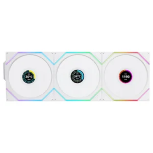 Lian Li UNI Fan TL LCD 120 Wireless – Triple Pack – 2.4 GHz Wireless Controller Included – Daisy Chain & Infinity Mirror Design – LCD Display – White (12TLLCD1W3W)