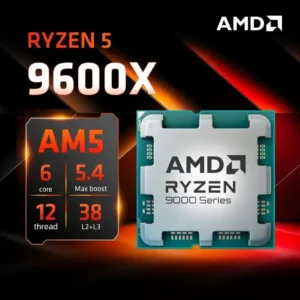 CPU AMD Ryzen 5 9600X – Ryzen 5 9000 Series Granite Ridge (Zen 5) 6 Cores / 12 Threads ; 5.4 GHz Max Boost ; Socket AM5 65W ; Radeon Graphics Processor ; Supports PCIe Gen 5 ; AMD EXPO™ Technology ; AI-Ready | TRAY – 1 YEAR WARRANTY