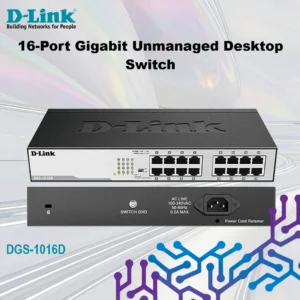 D-Link 16-Port Gigabit Unmanaged Desktop Switch With 32Gbps Switching Capacity, Fanless Silent Design, EEE Green Technology, Storm Control, NDAA/TAA Compliant | DGS-1016D 