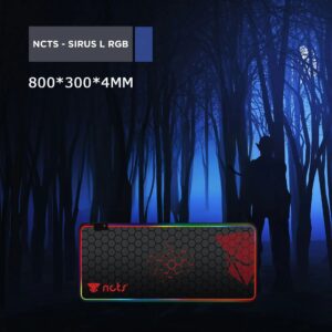 NCTS SIRUS LARGE RGB GAMING MOUSE PAD ;Size: 800x300x4mm ; Ultra-smooth Lycra Cover ; Waterproof Coating ; Non-slip Rubber Base ; Ultra-thick Padding | RED BLACK