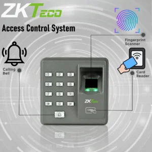 ZKTeco X7 – ID Fingerprint Access Control System With 500 Fingerprint & 500 Card Capacity, 8 Password Groups, RFID Support, Lock Interface, Alarm, Door Sensor, & Standalone Operation