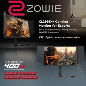 BenQ Zowie XL2566X+ 24.1″ Fast TN 400Hz Esports Gaming Monitor with Motion Clarity DyAc2, 1080p, Shielding Hood, XL Setting to Share, Industrial Ball Bearing Height Adjustment for Esports Performance