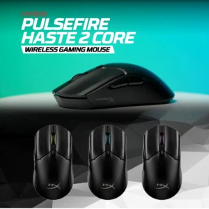 HyperX Pulsefire Haste 2 Core Wireless Gaming Mouse, 12,000 DPI, 100 Hours Battery Life, Dual Wireless, Lightweight 70g, RGB Lighting, TTC Gold Switches, NVIDIA Reflex Validated | BLACK 