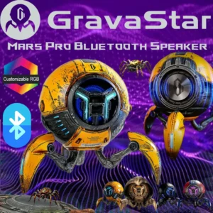 GravaStar Mars Pro Portable Bluetooth Loudspeaker With 20W Dual Speaker System, Passive Bass Radiator, 15H Playtime, RGB Lights, Dual Pairing, USB-C Charging, Volume Touch Controls | War Damaged Yellow