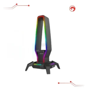 MARVO HZ10 Headset Holder with ARGB Lighting, 3 USB 2.0 Ports, 3.5mm Audio Jack, USB-Powered, Durable Design
