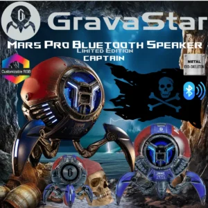 GravaStar Mars Pro Portable Bluetooth Loudspeaker With 20W Dual Speaker System, Passive Bass Radiator, 15H Playtime, RGB Lights, Dual Pairing, USB-C Charging, Volume Touch Controls | Battle-Worn Captain ~ Limited Edition