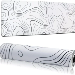 Hyde Nova White Marble XXL Mousepad 900×400×3mm – Smooth Precision Surface, Non-Slip Rubber Base, Stitched Edges, Water-Resistant, Minimal Topographic Design