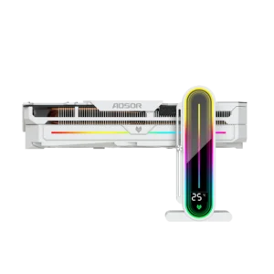 CoolMoon GH3 Pro White Vertical GPU Holder With Adjustable Height ARGB Lens Lighting, Metal Anti-Sag Graphics Card Support Bracket, Tool-Free Universal PC Build Compatible