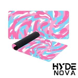 Hyde Nova Bubble Gum Splash Mousepad 90×40 | XXL Gaming Desk Mat | Smooth Precision Surface | 4mm Comfort Padding | Non-Slip Rubber Base | Anti-Fray Stitched Edges