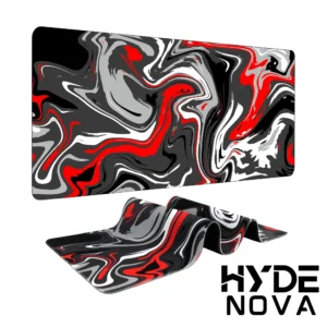 Hyde Nova Liquid Red Abstract Mousepad 90×40 | Extended XXL Gaming Desk Pad | Smooth Precision Surface | Non-Slip Rubber Base | Durable, Stylish Marbled Design