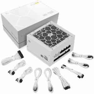 Segotep MU-750G 750W PSU Kunlun 80 Plus Gold Certification ATX 3.0 & PCIe 5.0 Full Modular Power Supply Active PFC FDB Fan LLC Pro + DC-DC Framework – WHITE