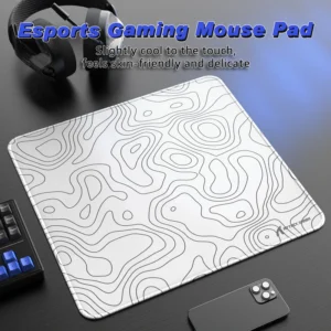 Attack Shark CM02 Gaming Mousepad – 450×400mm, 4mm Thick, Non-Slip Rubber Base, Water Resistant, Ultra-Fiber Surface, Anti-Fray Stitched Edges – White Contour
