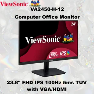 ViewSonic Va2450-H-12 23.8″ FHD IPS Monitor With 100Hz Refresh Rate 5ms, 3-Sided Micro-Bezel, Anti-Glare, TUV Blue Light Filter, Flicker-Free, HDMI/VGA, Wall-Mount, 20W Power