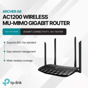 TP-Link Archer A6 AC1200 Dual-Band Gigabit Router – MU-MIMO | Beamforming | OneMesh | 4 High-Performance Antennas | Up to 1200Mbps WiFi Speed for Smooth 4K Streaming & Gaming