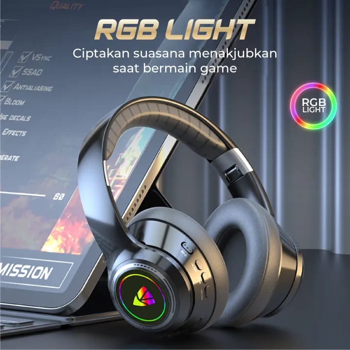 KISONLI A8 BLUETOOTH TYPE-C AUX RGB HEADSET