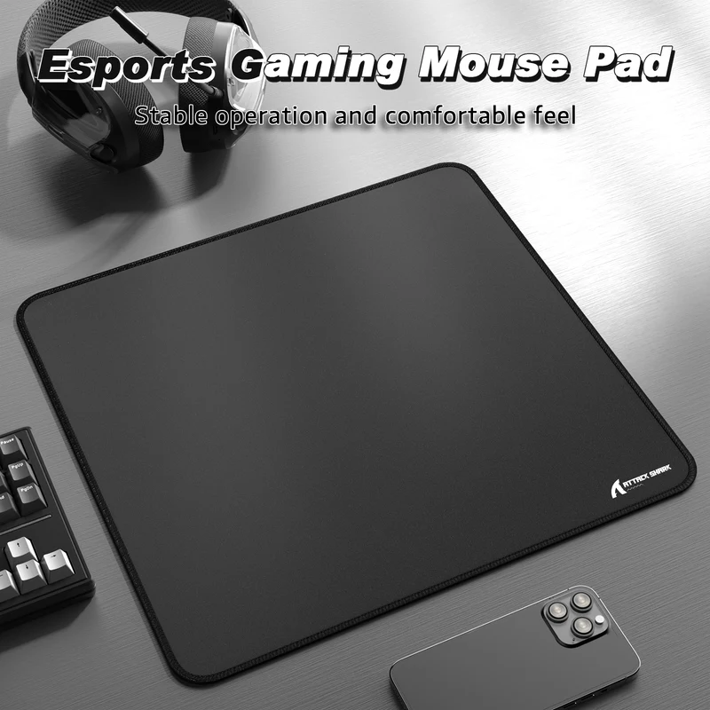 Attack Shark CM02 Gaming Mousepad – 450×400mm, 4mm Thick, Non-Slip Rubber Base, Water Resistant, Ultra-Fiber Surface, Anti-Fray Stitched Edges – Black