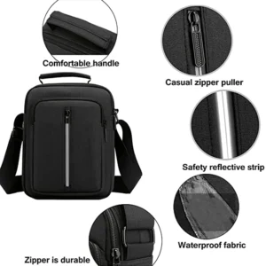 EZ EXP038 SLING BAG: Multi-Pocket Storage, Lightweight Unisex Crossbody for Work, Travel & Outdoors | BLACK