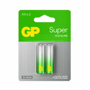 Super Alkaline AA-2 1.5V Batteries – 2-Pack, Up to 50% More Power, Ideal for High-Drain Devices, Size: 14.4x9x9.6cm