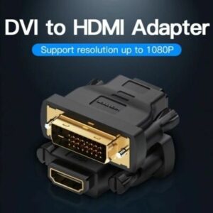 UGREEN DVI (24+1) Male to HDMI Female Adapter – Full HD 1080p Bi-Directional Converter | Gold-Plated Connectors | Model 20124 – Black