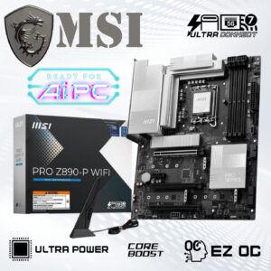 MSI PRO Z890-P WiFi ProSeries Motherboard (Supports Core Ultra Series 2 Intel Processors, LGA 1851, DDR5, PCIe 5.0, M.2, SATA, 5Gbps LAN, USB Type-C, Wi-Fi 7, Bluetooth 5.4, Thunderbolt 4, ATX)