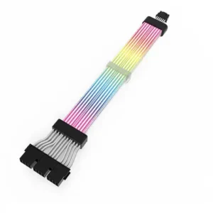 ASIAHORSE 16AWG GPU 12VHPWR 12-Pin to 4-Pin 1-to-3 ARGB Extension Cable – 340mm, Dual LED Module, 54 LEDs, Silicone + Silver-Plated Wire, Black