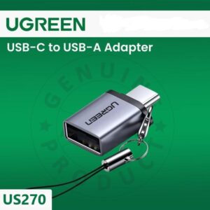 Ugreen US270 USB-C to USB-A 3.0 Adapter with Lanyard – 5Gbps Data Transfer, OTG Support, Durable Aluminium Alloy Build, Compact Anti-Loss Design, Space Grey