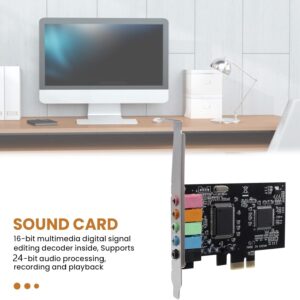 4.1 PCI EXPRESS 5 PORTS 3.5mm Sound Card 4.1 Channel Computer Desktop Built-in Sound Card Internal Audio Card Stereo Surround HSP56 Support Duplex Playback and Recording | SPC091
