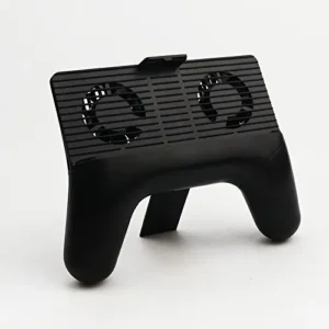 Mobile Phone Radiator – Dual-Fan Cooling Stand, 2000mAh Battery, 8H Runtime, USB Charging, 5V Input/Output, Black – Portable Gaming Cooler for Smartphones
