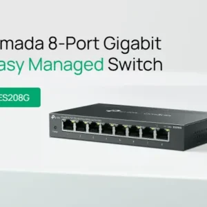TP-Link Omada ES208G 8-Port Gigabit Easy Managed Switch, Fanless, Cloud Managed, VLAN, QoS, Port Isolation, Cable Test, Loop Prevention, Compact Metal Design
