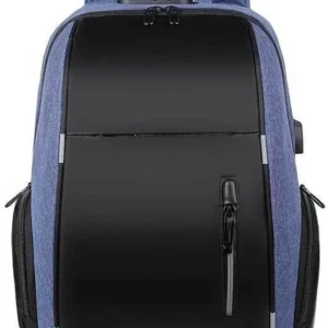 “EZ W001 15.6” Backpack EXP001 w/ USB Charging, Coded Lock, Reflective Design, Large Capacity, Oxford Fabric, Multi-Layer Storage for School & Travel | Blue”
