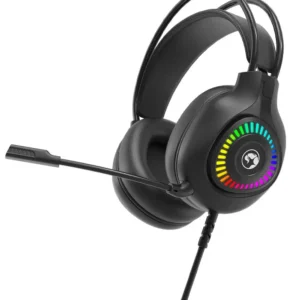 Marvo H8325 Wired Over-Ear Headphones, 3.5mm Jack, Lightweight 130g, Dynamic Driver, Compatible with Cellphones, Plastic Build, Remote Control, Black