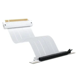 AsiaHorse PCIe 4.0 Soft Cable 90° 20cm White – High-Speed GPU Extension, Gold-Pin Conductivity, Pure Copper Core, Durable Protector, Full PCIe 4.0/3.0 Support