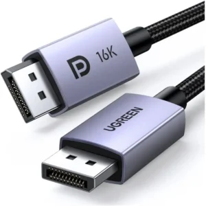 UGREEN DisplayPort 2.1 Cable 3M – VESA Certified, 16K@30Hz / 8K@240Hz / 4K@240Hz, HDR, HDCP 2.2, Braided, Compatible with NVIDIA & AMD GPUs and Gaming Monitors
