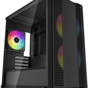 DeepCool CC360 ARGB Mid-Tower ATX Gaming PC Case, 3X Pre-Installed 120mm LED Fans, Tempered Glass Side Panel, Black