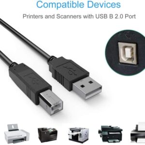 1.5m Printer Cable USB 2.0, Type A Male to B Male Cord for Arduino Electric Piano, DAC, Vinyl Cutter, USB 2.0 External Hard Drives, Printer Scanner of HP, Canon, Lexmark, Epson, Dell, Xerox