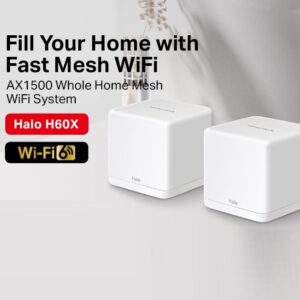 MERCUSYS Halo H60X AX1500 Whole Home Mesh Wi-Fi System 2-Pack – Dual-Band 1500 Mbps, Covers 4,000 ft², Connects 100+ Devices, Seamless Roaming, Full Gigabit Ports
