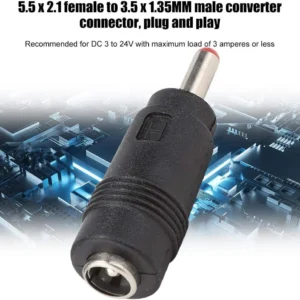 Mini Power Adapters – 3 to 24V DC 5.5 x 2.1 Female to 3.5 x 1.35mm DC Male Adapter Connector Adapter Converter Audio Video Router Power Converter Black, default