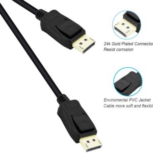 DisplayPort to DisplayPort 1.8M Cable, DP to DP Male to Male , Supports 4K@60Hz, 2K@144Hz Compatible for Lenovo, Dell, HP, ASUS and More