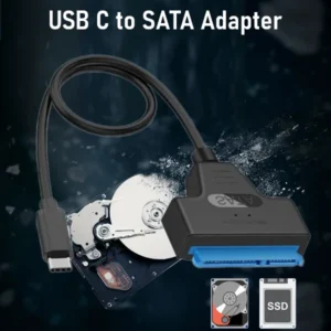 USB-C To SATA Adapter Cable For 2.5-Inch HDD & SSD – USB 3.1 Type-C With UASP Support, 6Gbps Transfer Speed, Plug-And-Play, LED Indicators, No Power Needed – Black