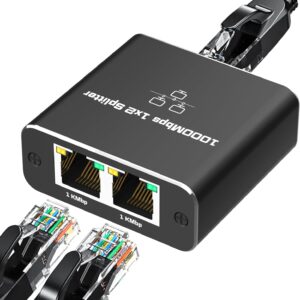 Ethernet Splitter 1000Mbs , Female to Female Network Adapter RJ45, LAN Ethernet Socket Connector Adapter for Cat6/Cat7, Ethernet Cable Splitter, Network Cable Split in one and Two, gigabit Transmission