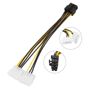 8 Pin PCI Express to Dual 4 Pin Molex LP4 Graphics Card Power Cable, 2 x Molex 4 Pin to 8-Pin PCI Express Video Card Pci-e ATX PSU Power Converter Cable (Dual 4Pin to 8Pin Pack