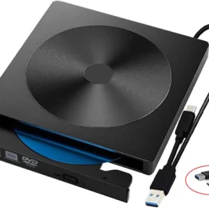 Ultra-Thin USB 3.0 & Type-C External DVD Writer – Portable, High-Speed, Plug & Play, Compatible with Windows, Mac & Linux