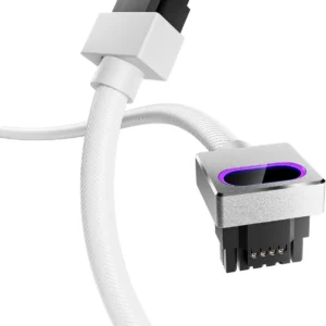 ASIAHORSE HYDRUS 16-Pin ARGB GPU A Extension Cable 50cm – White, 18AWG, 12VHPWR, 30A Current, 450W Rated Power, PVC Build, Addressable RGB Lighting