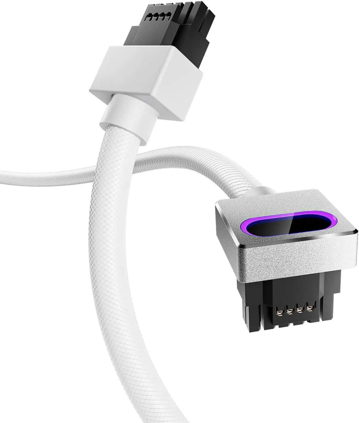 ASIAHORSE HYDRUS 16-Pin ARGB GPU A Extension Cable 50cm – White, 18AWG, 12VHPWR, 30A Current, 450W Rated Power, PVC Build, Addressable RGB Lighting