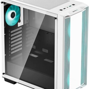 DeepCool CC560 WH V2 Mid-Tower ATX PC gaming Case, 4X Pre-Installed 120mm LED Fans, Tempered Glass Side Panel, White