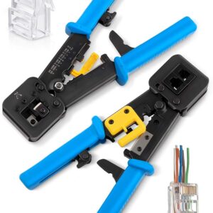 RJ45 Crimping Tool for Pass Through Connector RJ11 & RJ45 Plugs Networking Cat6
